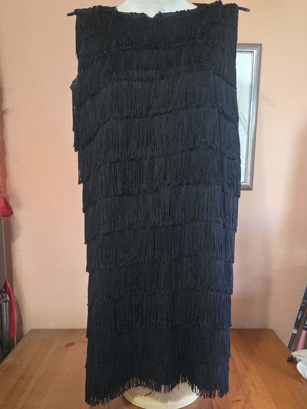 Vintage 50s 60s Flapper Dress Black Union Made In The USA! Womens Size 12 Rare!!